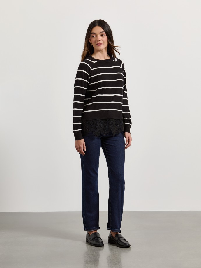 Camisola de malha com renda