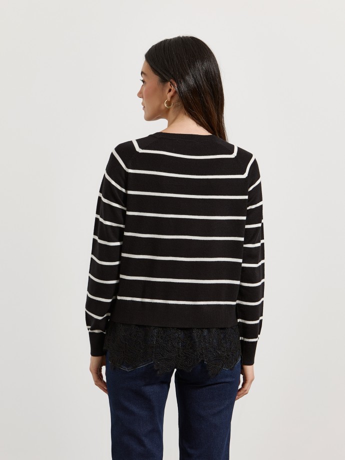 Camisola de malha com renda