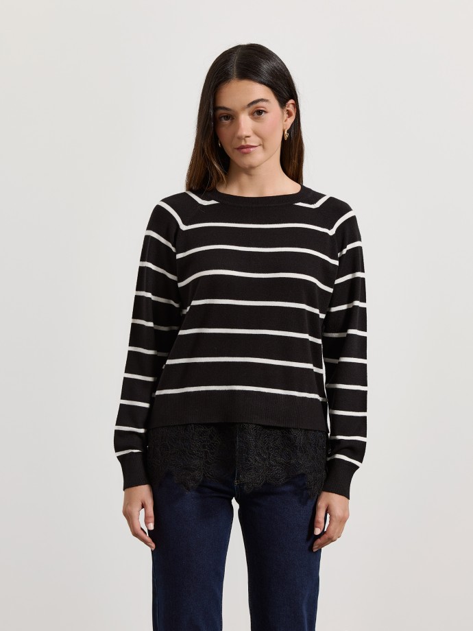 Camisola de malha com renda