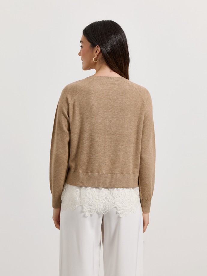 Camisola de malha com renda