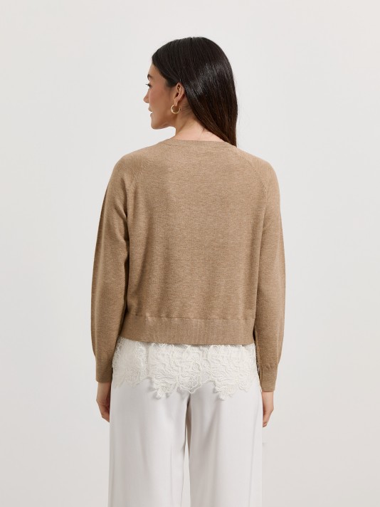 Camisola de malha com renda Camisola de malha com renda