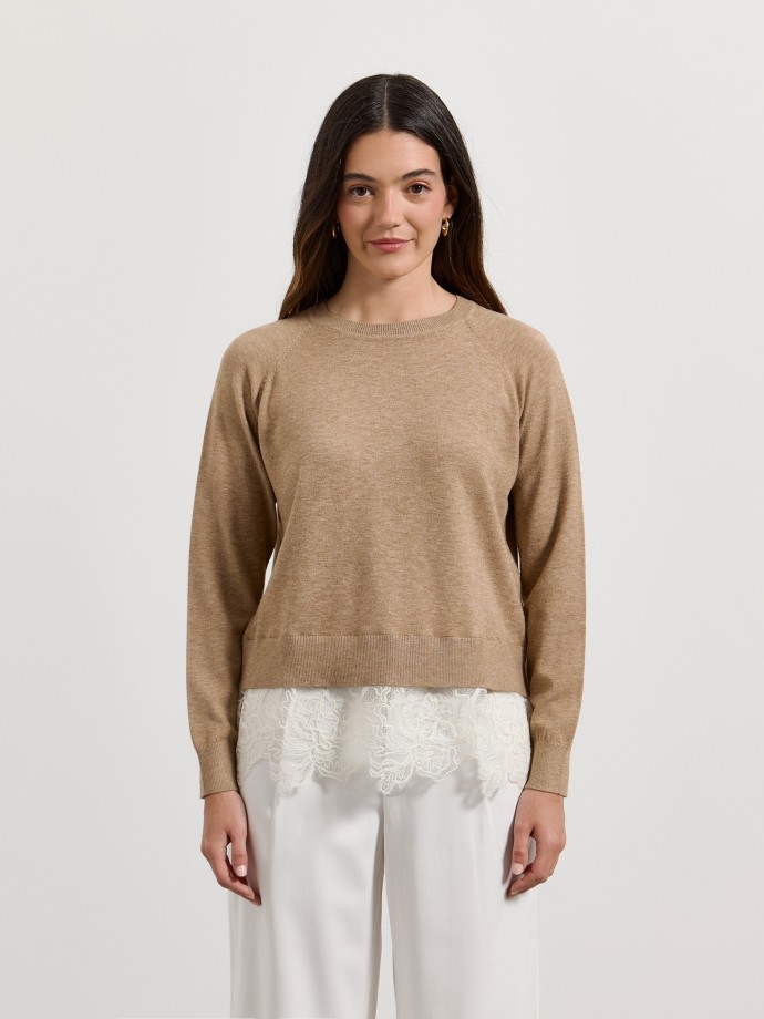 Camisola de malha com renda