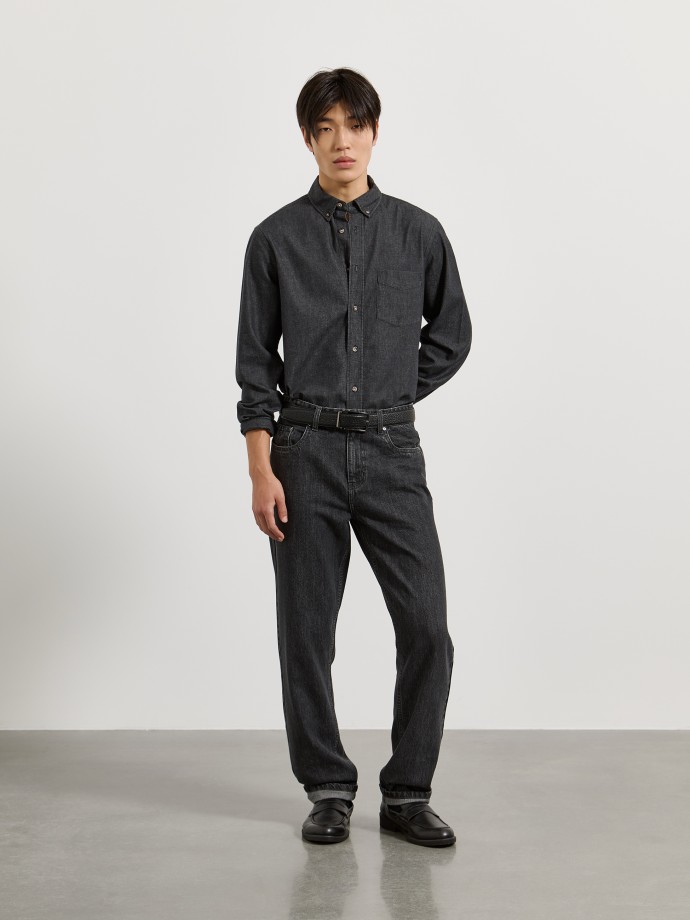 Camisa de ganga com bolso
