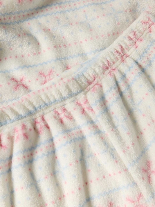 Pijama polar com padrão de flocos de neve Pijama polar com padrão de flocos de neve