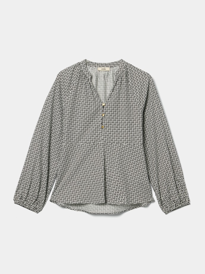 Blusa estampada com bot�es