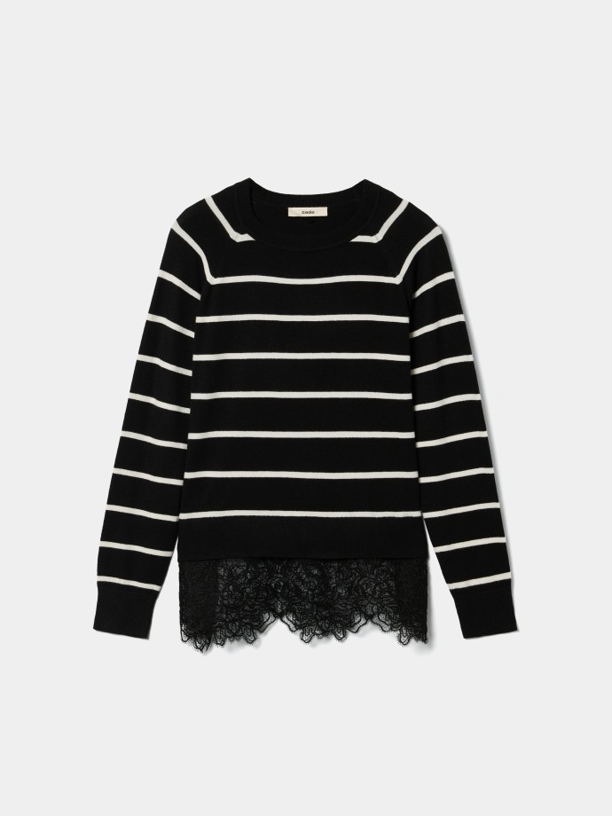 Camisola de malha com renda