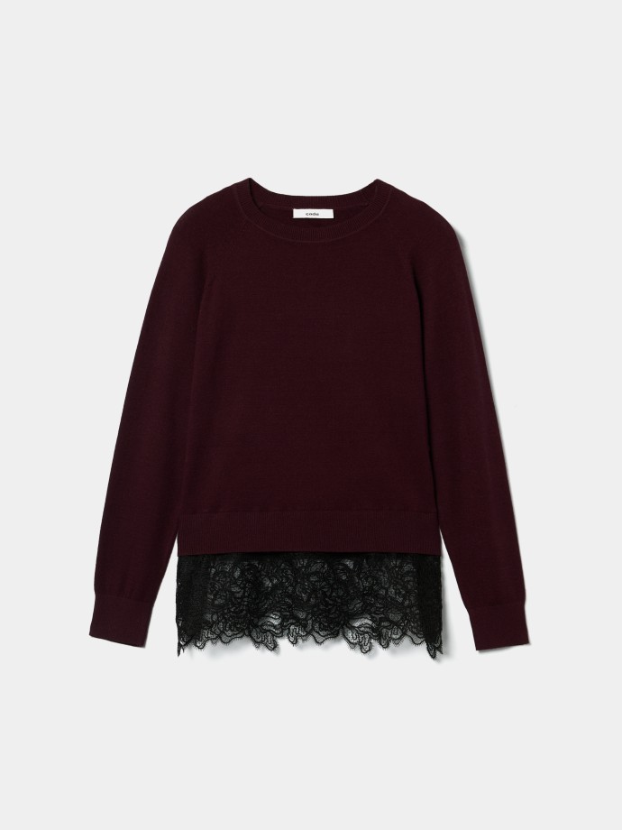Camisola de malha com renda