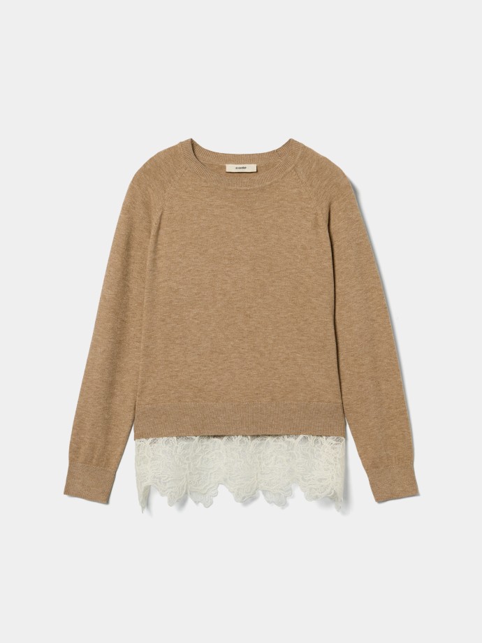 Camisola de malha com renda