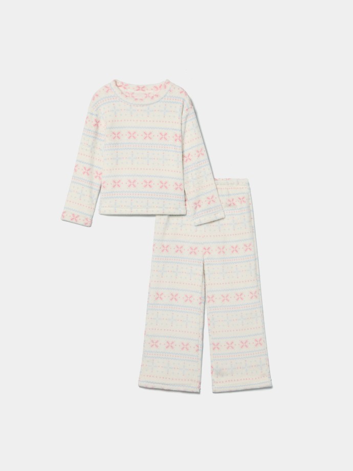 Pijama polar com padr�o de flocos de neve