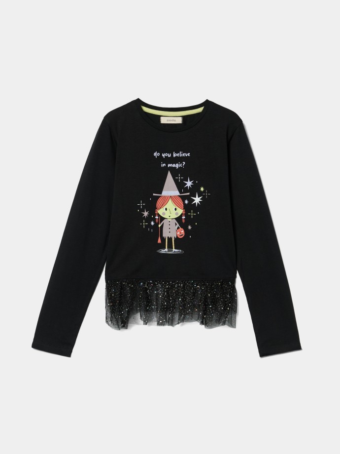 Camisola com tule Brilha No Escuro Camisola com tule Brilha No Escuro
