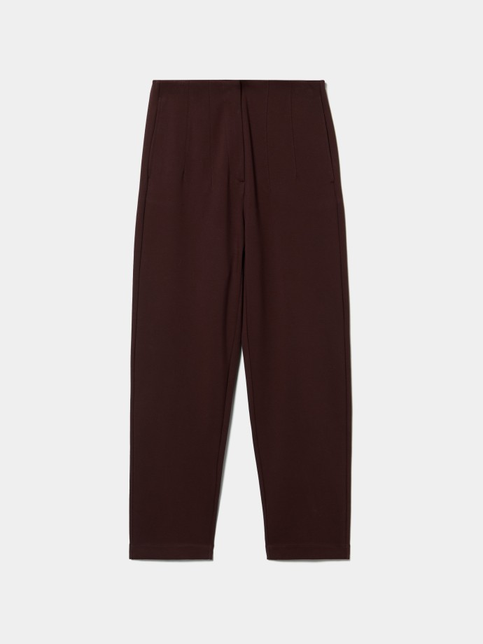 Calça de malha com pinças Calça de malha com pinças