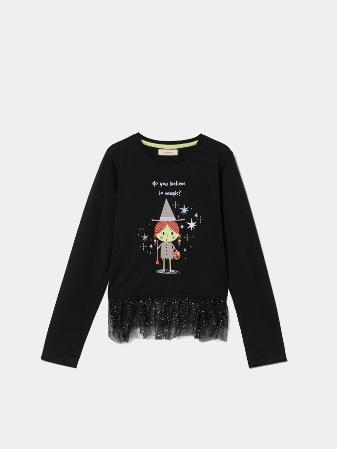 Camisola com tule Brilha No Escuro Camisola com tule Brilha No Escuro