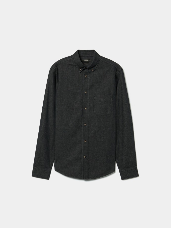 Camisa de ganga com bolso