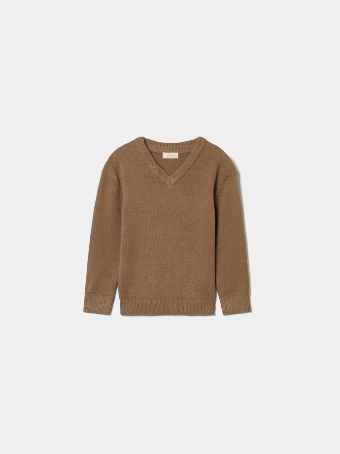Camisola de malha com decote em V Camisola de malha com decote em V