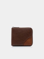 Wallet with zipper in brown