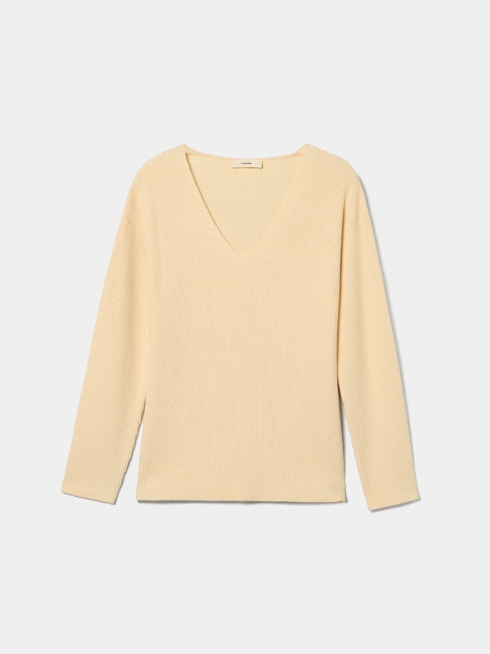 Camisola de malha com decote em V