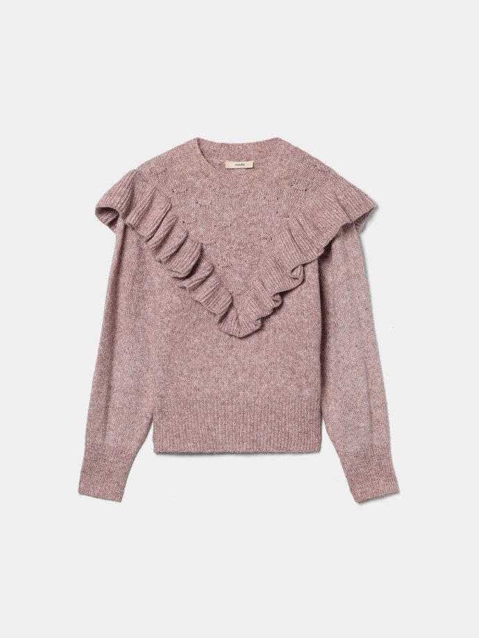 Camisola de malha com folhos