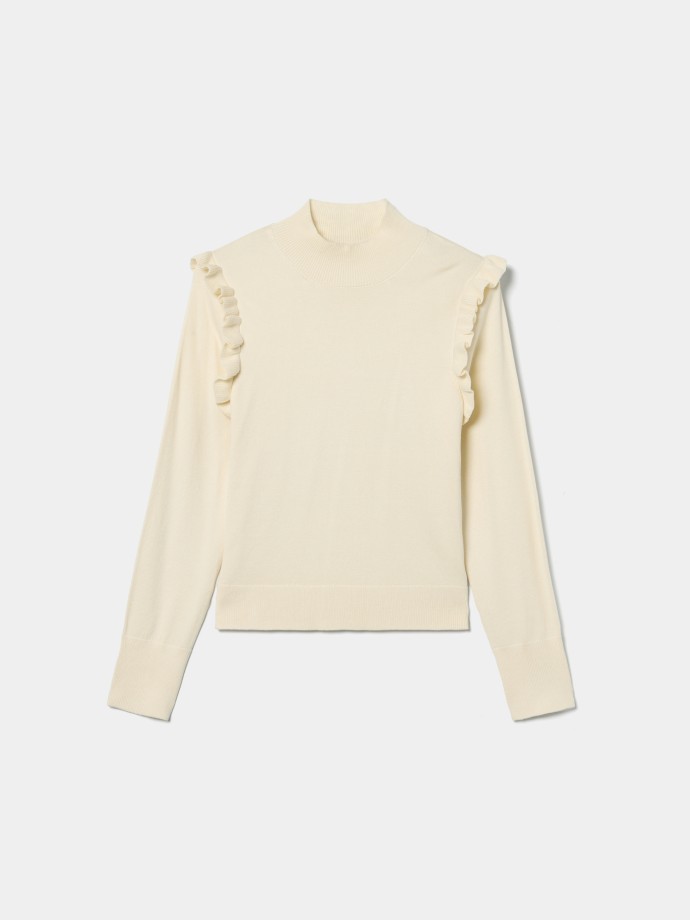 Camisola de malha com folhos