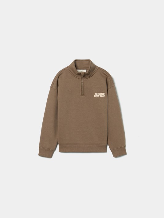 Sweatshirt estampada com fecho Sweatshirt estampada com fecho