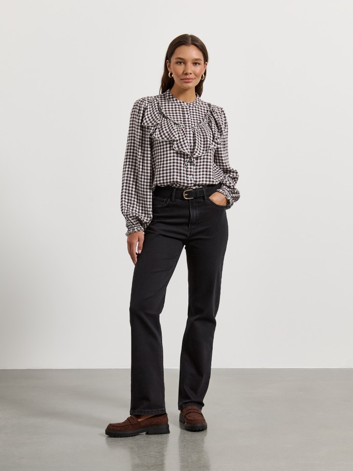 Camisa xadrez com folhos
