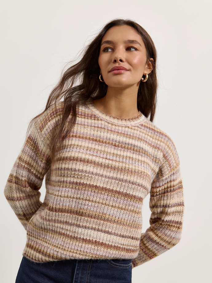 Camisola de malha às riscas Camisola de malha às riscas
