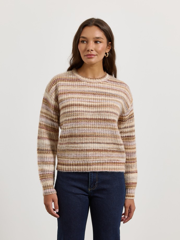 Camisola de malha às riscas Camisola de malha às riscas