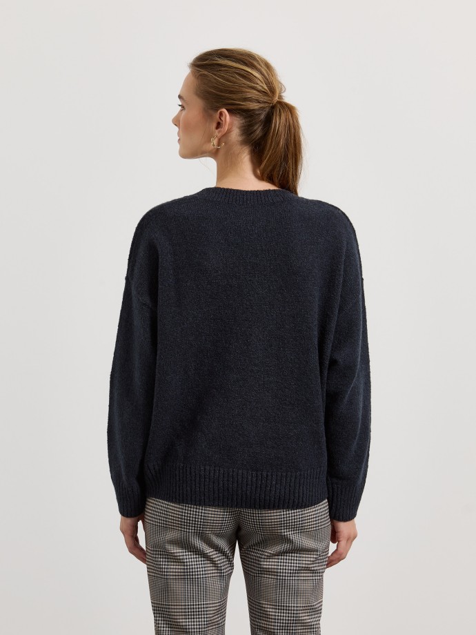 Camisola de malha com decote em V