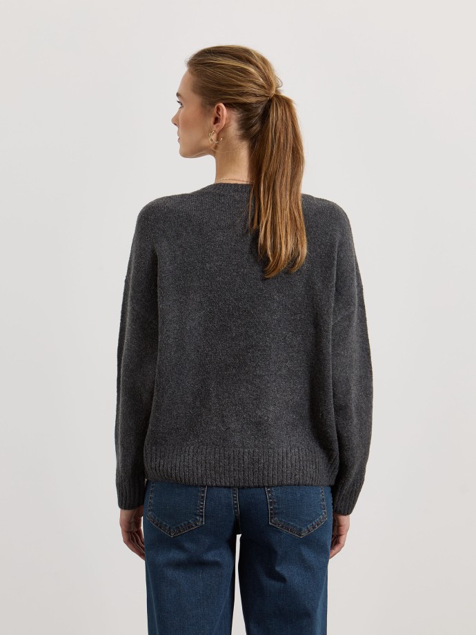 Camisola de malha com decote em V