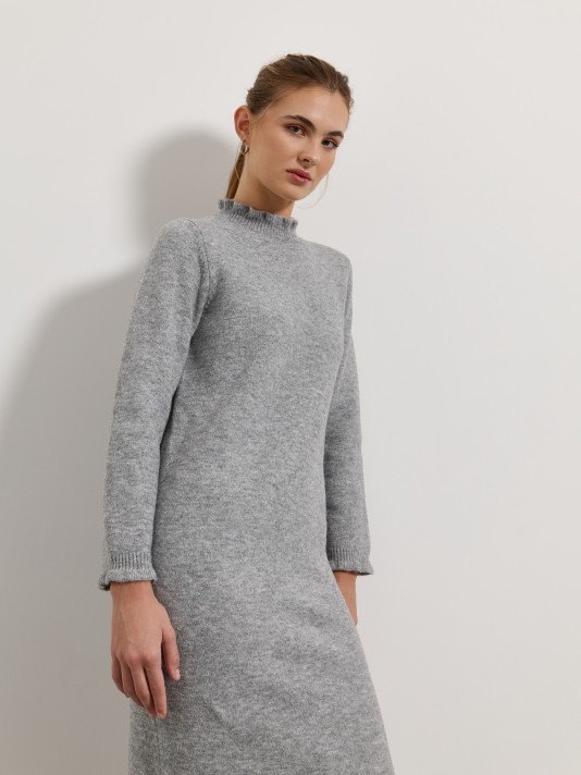 Vestido midi de malha com gola