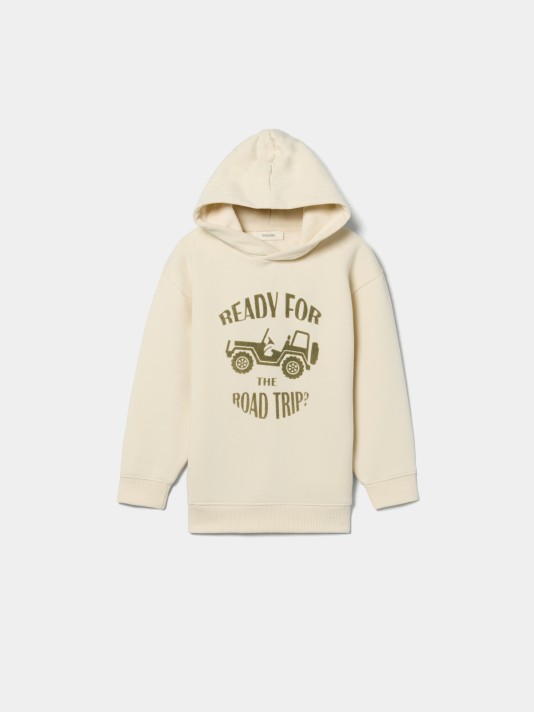 Sweatshirt com carapuço e estampado Sweatshirt com carapuço e estampado