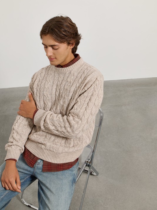Camisola de malha entrançada Camisola de malha entrançada