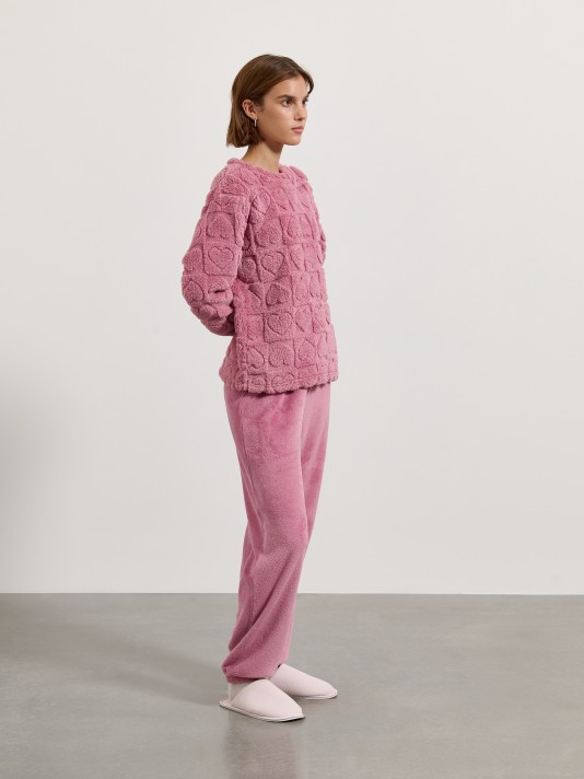 Pijama polar com corações Pijama polar com corações