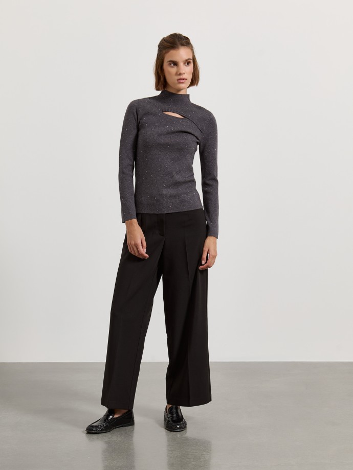 Camisola de malha com abertura no decote Camisola de malha com abertura no decote