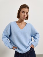 Camisola de malha com decote em V