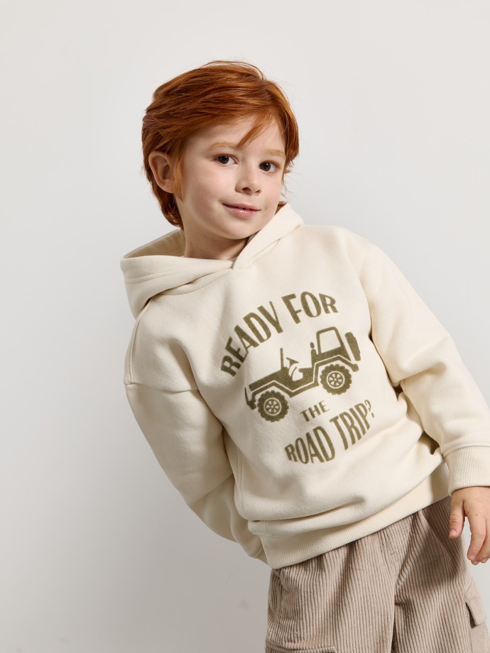 Sweatshirt com carapuço e estampado Sweatshirt com carapuço e estampado
