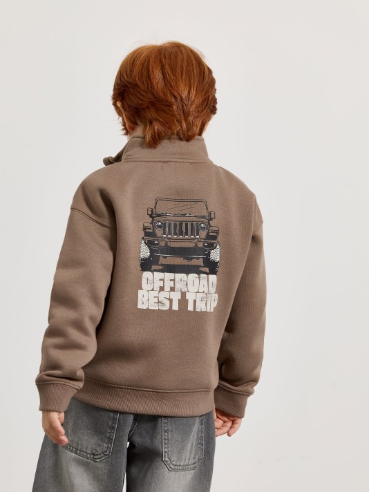 Sweatshirt estampada com fecho Sweatshirt estampada com fecho