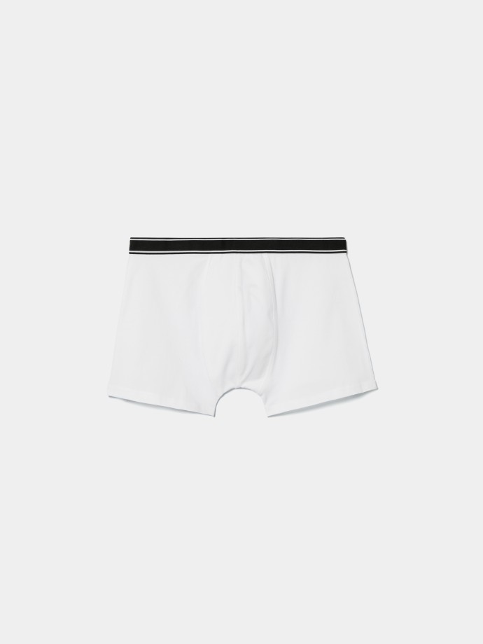 Boxers lisos com cintura às riscas Boxers lisos com cintura às riscas