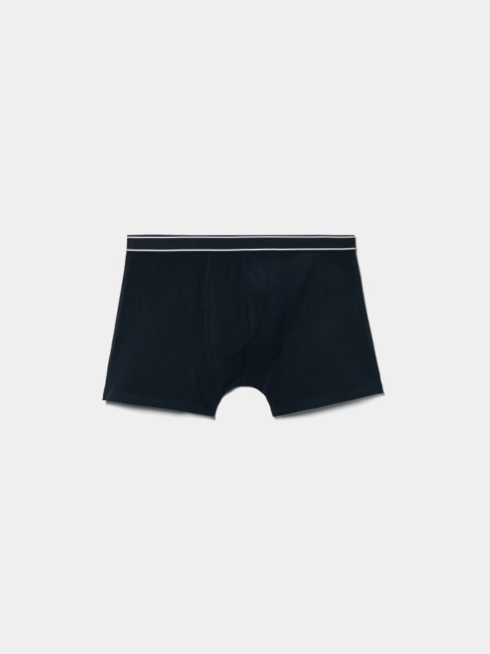 Boxers lisos com cintura às riscas Boxers lisos com cintura às riscas