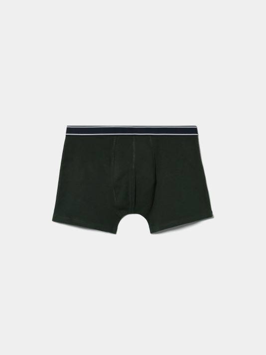 Boxers lisos com cintura às riscas Boxers lisos com cintura às riscas