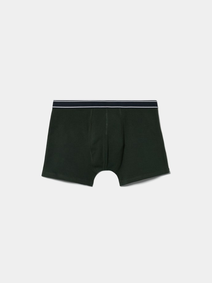 Boxers lisos com cintura às riscas Boxers lisos com cintura às riscas