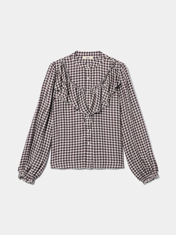 Camisa xadrez com folhos