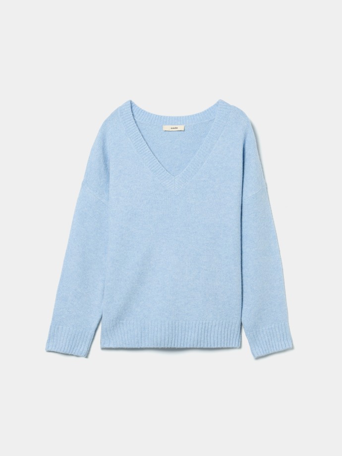 Camisola de malha com decote em V