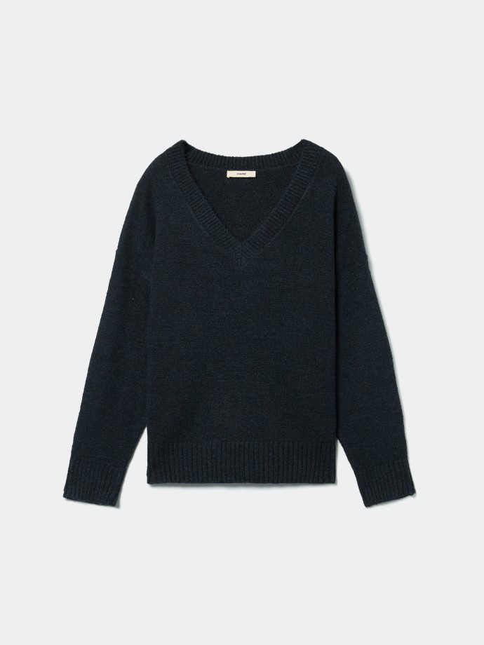 Camisola de malha com decote em V