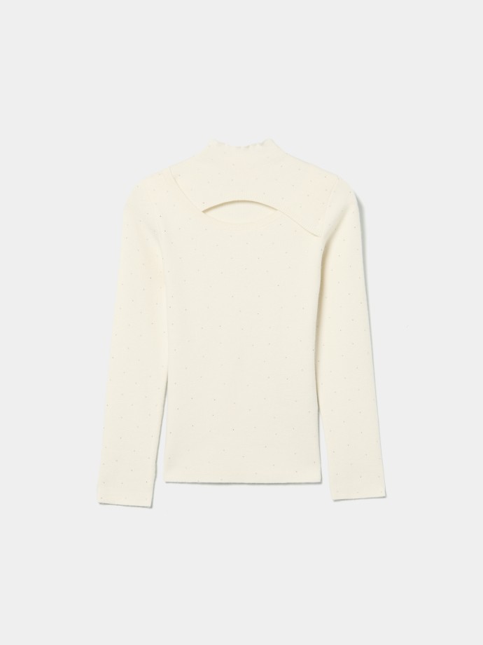 Camisola de malha com abertura no decote
